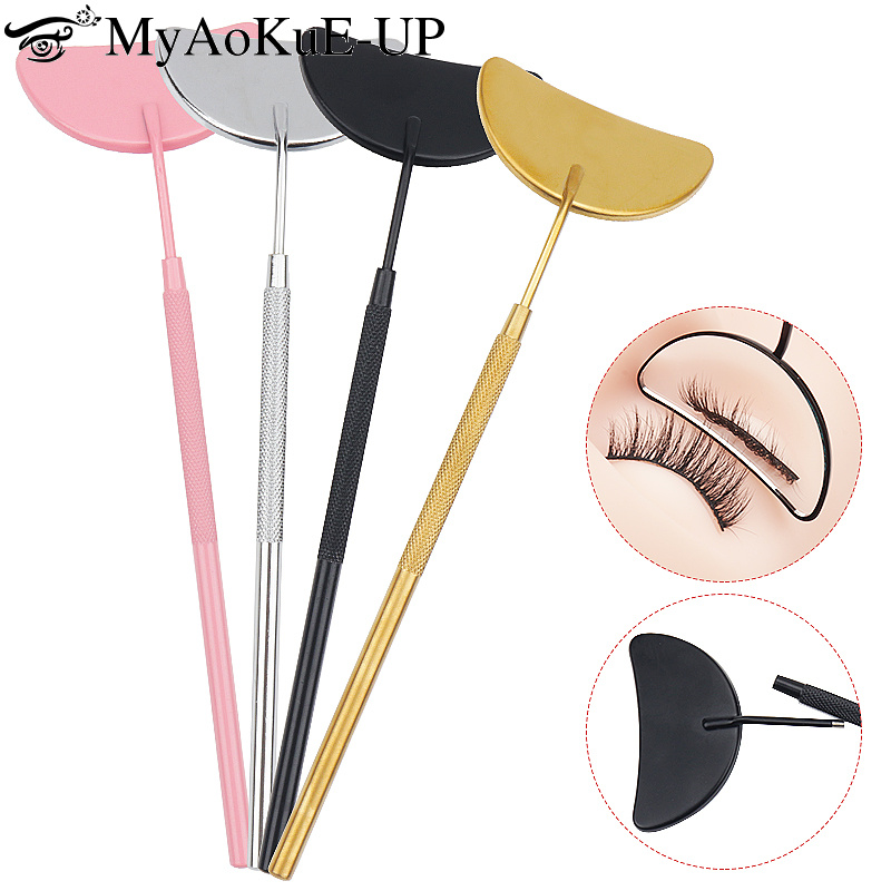 Beauty Makeup Supply - 1pcs Eyelash EXTENSION กระจกรูปดวงจันทร์สแตนเลสที่ถอดออกได้ Lash Lifting