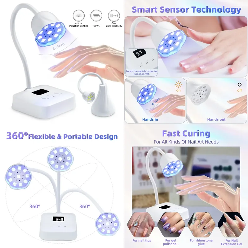 Uv Nail Lamp - โคมไฟเล็บไร้สาย LED UV ตั้งเวลาได้ 9 หลอด