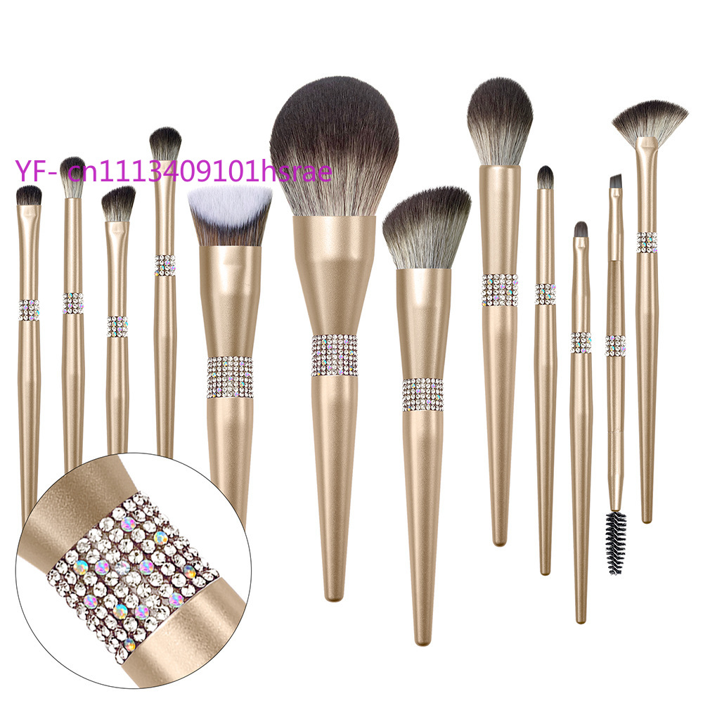 Beauty Hair Makeup - 12 แชมเปญโกลด์ ไบรท์ ควีน พรีเมียมชุดแปรงแต่งหน้าผมนุ่มอายแชโดว์รองพื้นเครื่องมือเสริมความงามครบชุด