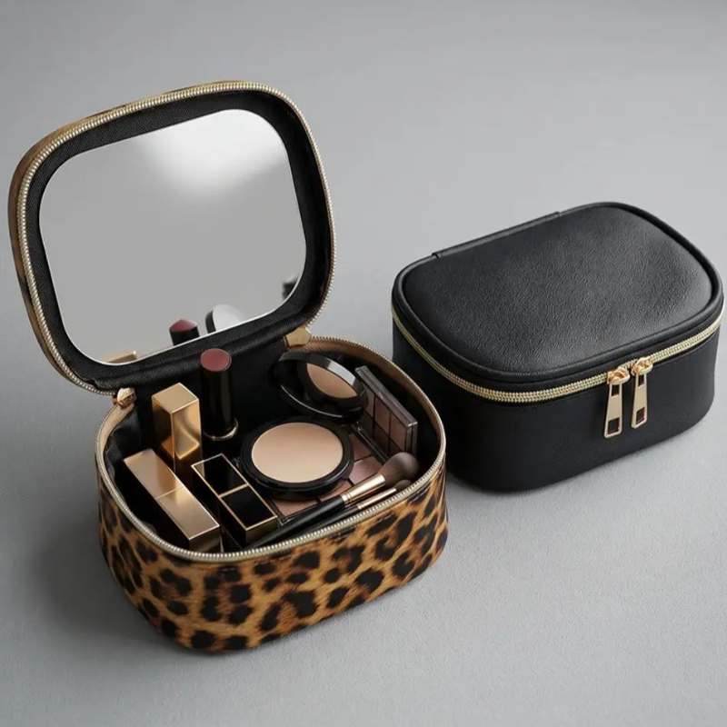 Beauty Makeup Women - กระเป๋าเครื่องสำอางแบบใหม่ปี 2026 พร้อมกระจก กระเป๋าใส่เครื่องสำอางขนาดเล็กกันน้ำสำหรับเดินทางสำหรับผู้หญิง กระเป๋าใส่เครื่องสำอางพกพา กระเป๋าเก็บเครื่องสำอาง