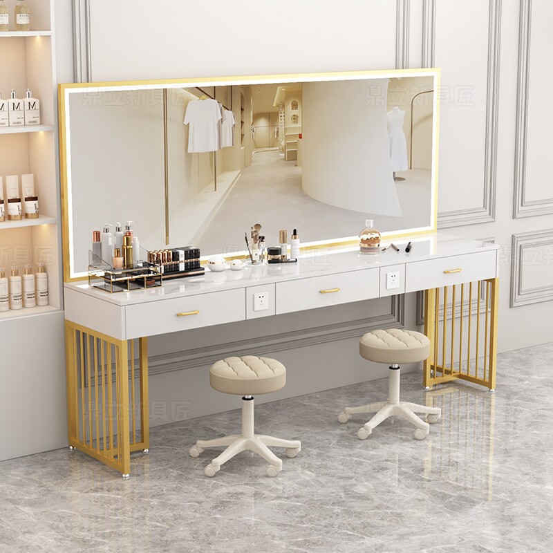 Beauty Makeup Bridal - # โต๊ะแต่งหน้าแบบโมเดิร์นพร้อมไฟ LED และที่เก็บของ เหมาะสำหรับสตูดิโอถ่ายภาพ ร้านแต่งงาน