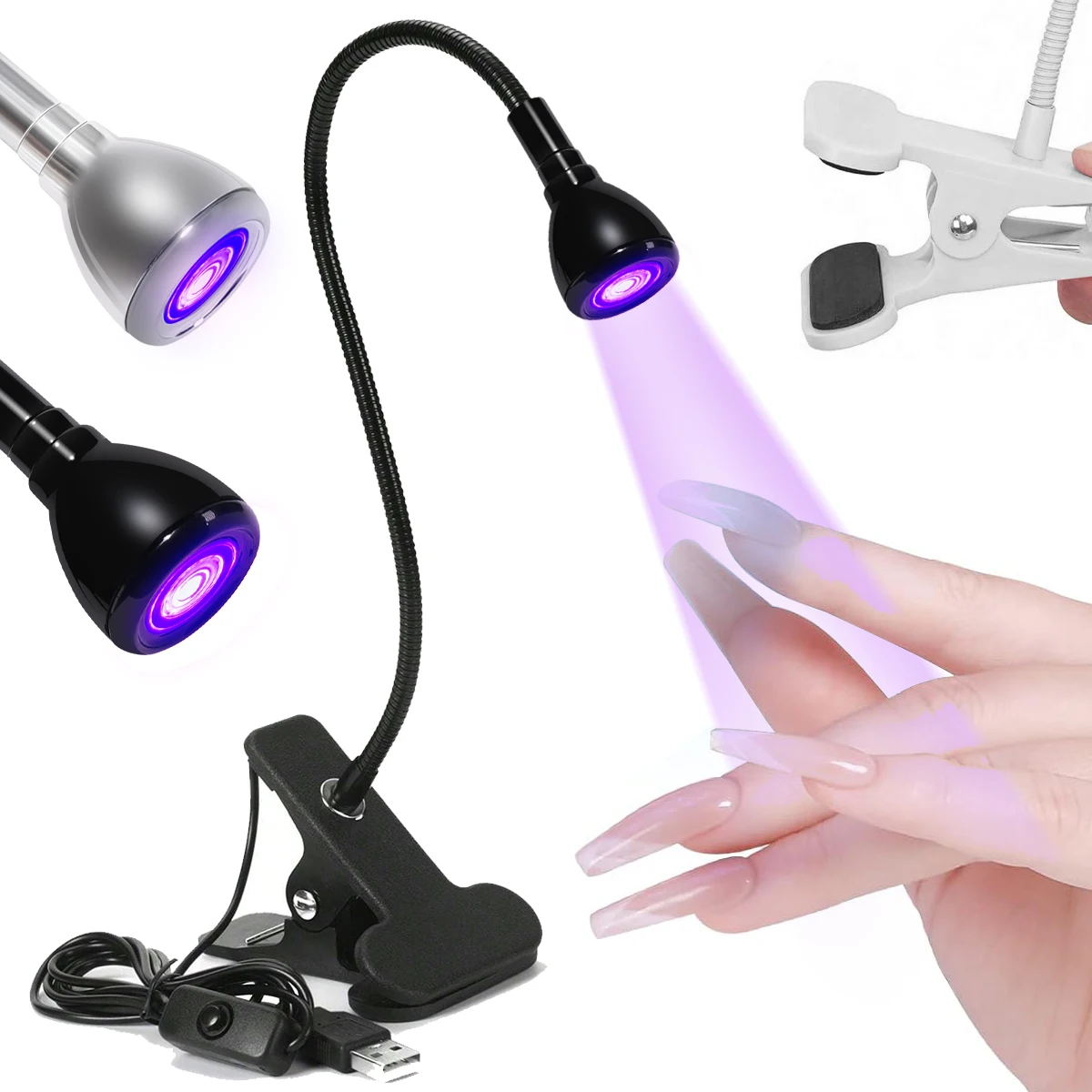 Uv Nail Lamp - LED UV Light สําหรับแห้งเล็บเจล Clip-On โต๊ะแบบยืดหยุ่น