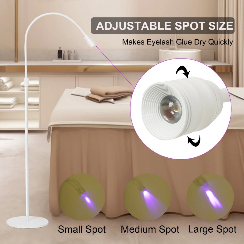 Uv Nail Lamp - โคมไฟยูวีสำหรับต่อขนตา เจลต่อคิ้ว กาวติดขนตา ใช้ในร้านเสริมสวย ปรับมุมได้ พร้อมสวิตช์เท้าแบบตั้งพื้น