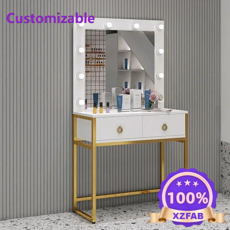 Beauty Makeup Bridal - โต๊ะเครื่องแป้งพร้อมกระจกและโคมไฟในตัว รุ่น Factory Direct 2026 สำหรับร้านเสริมสวย